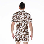 Brown And White Cow Pattern Print Men's Rompers