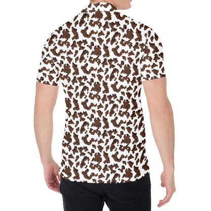 Brown And White Cow Pattern Print Men's Shirt