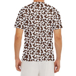 Brown And White Cow Pattern Print Men's Short Sleeve Rash Guard