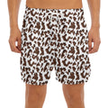 Brown And White Cow Pattern Print Men's Split Running Shorts