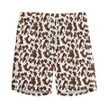 Brown And White Cow Pattern Print Men's Athletic Shorts