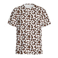 Brown And White Cow Pattern Print Men's Athletic T-Shirt