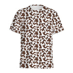 Brown And White Cow Pattern Print Men's Sports T-Shirt