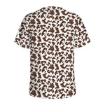Brown And White Cow Pattern Print Men's Sports T-Shirt