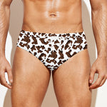 Brown And White Cow Pattern Print Men's Swim Briefs