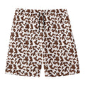 Brown And White Cow Pattern Print Men's Swim Trunks