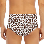 Brown And White Cow Pattern Print Men's Triangle Swim Briefs