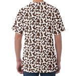 Brown And White Cow Pattern Print Men's Velvet T-Shirt