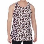 Brown And White Cow Pattern Print Men's Velvet Tank Top