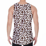 Brown And White Cow Pattern Print Men's Velvet Tank Top