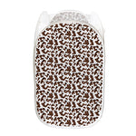 Brown And White Cow Pattern Print Mesh Laundry Hamper