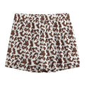 Brown And White Cow Pattern Print Mesh Shorts