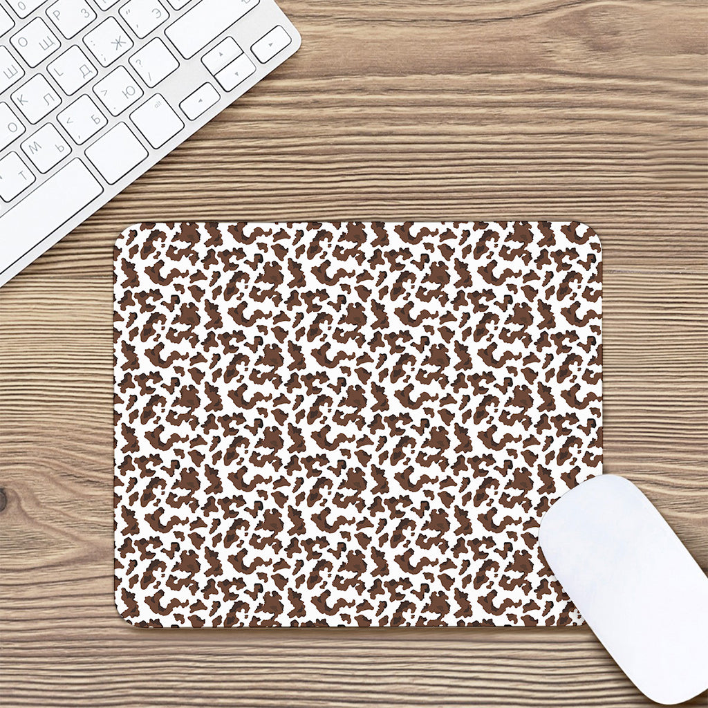 Brown And White Cow Pattern Print Mouse Pad