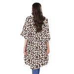 Brown And White Cow Pattern Print Open Front Beach Cover Up