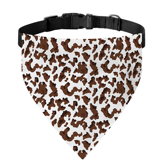 Brown And White Cow Pattern Print Over The Collar Dog Bandana