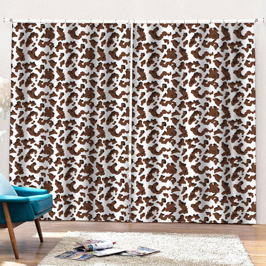 Brown And White Cow Pattern Print Pencil Pleat Curtains