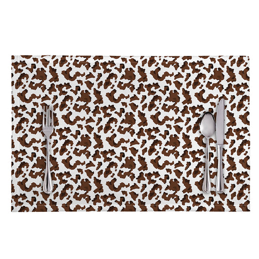 Brown And White Cow Pattern Print Placemat