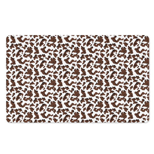Brown And White Cow Pattern Print Polyester Doormat