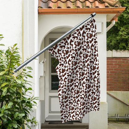 Brown And White Cow Pattern Print Polyester Flag