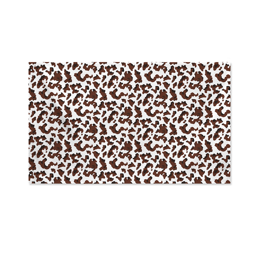 Brown And White Cow Pattern Print Polyester Flag