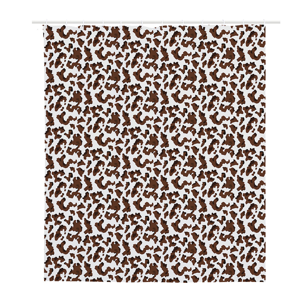 Brown And White Cow Pattern Print Polyester Shower Curtain