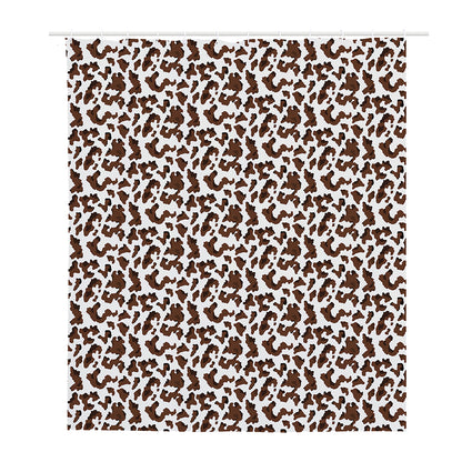 Brown And White Cow Pattern Print Polyester Shower Curtain