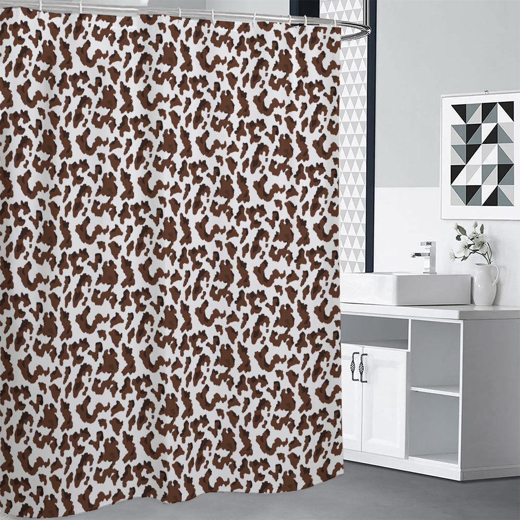 Brown And White Cow Pattern Print Premium Shower Curtain