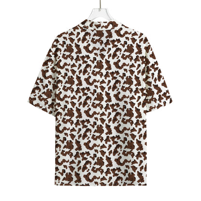Brown And White Cow Pattern Print Rayon Hawaiian Shirt