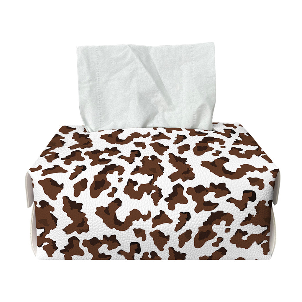 Brown And White Cow Pattern Print Rectangle Tissue Box Cover
