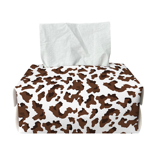 Brown And White Cow Pattern Print Rectangle Tissue Box Cover