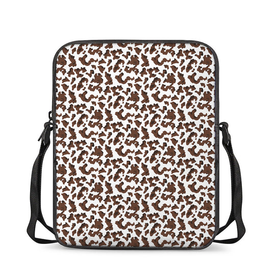 Brown And White Cow Pattern Print Rectangular Crossbody Bag