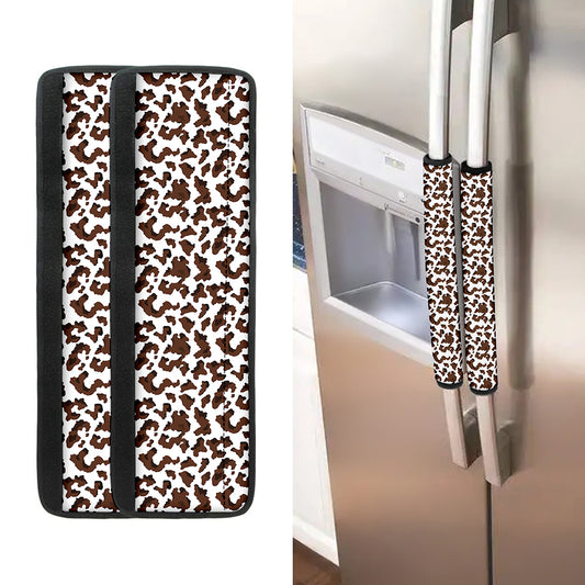 Brown And White Cow Pattern Print Refrigerator Handle Covers