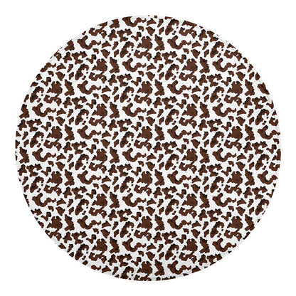 Brown And White Cow Pattern Print Round Blanket