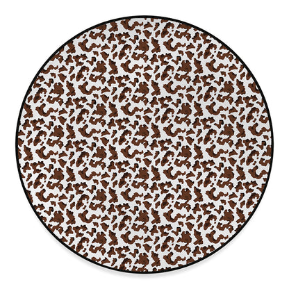 Brown And White Cow Pattern Print Round Floor Mat
