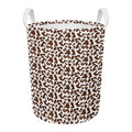 Brown And White Cow Pattern Print Round Laundry Basket