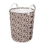 Brown And White Cow Pattern Print Round Laundry Basket