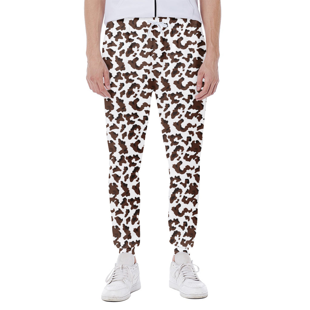 Brown And White Cow Pattern Print Scuba Joggers