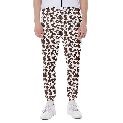 Brown And White Cow Pattern Print Scuba Joggers