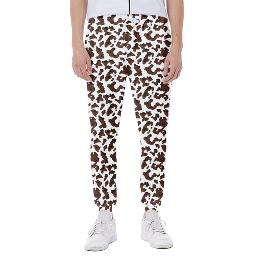 Brown And White Cow Pattern Print Scuba Joggers