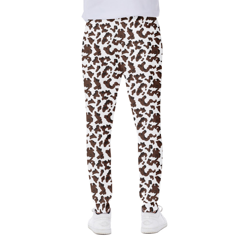 Brown And White Cow Pattern Print Scuba Joggers