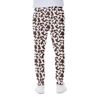 Brown And White Cow Pattern Print Scuba Joggers