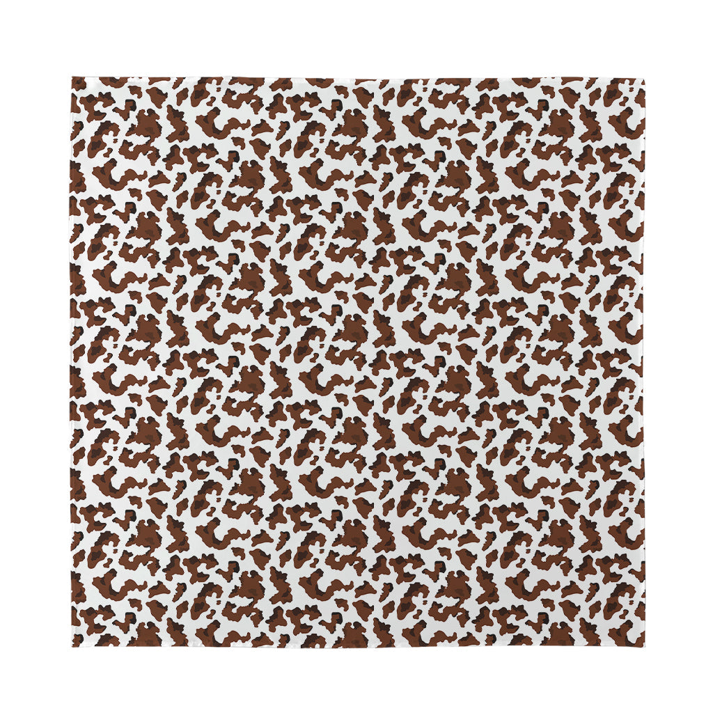 Brown And White Cow Pattern Print Silk Bandana