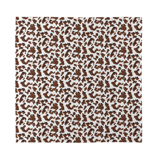 Brown And White Cow Pattern Print Silk Bandana