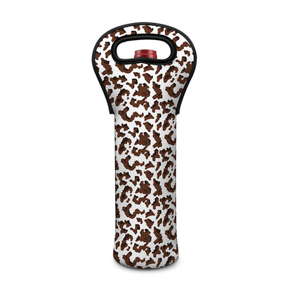 Brown And White Cow Pattern Print Single Neoprene Wine Tote