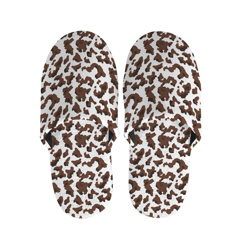 Brown And White Cow Pattern Print Slippers