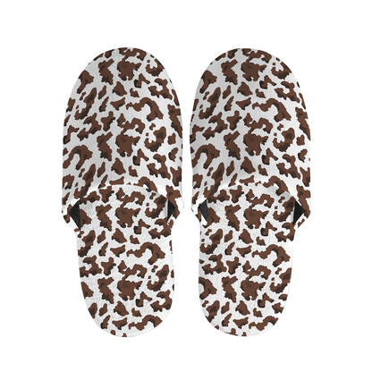 Brown And White Cow Pattern Print Slippers