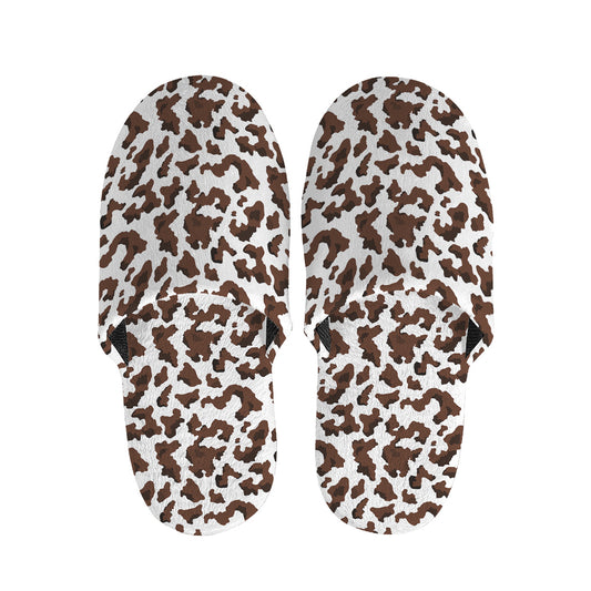 Brown And White Cow Pattern Print Slippers