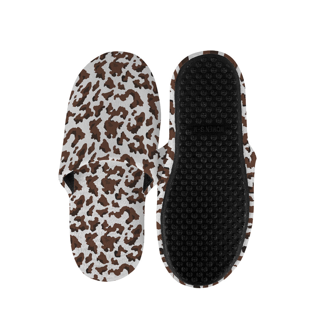 Brown And White Cow Pattern Print Slippers