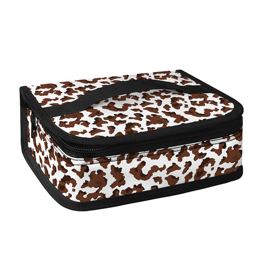 Brown And White Cow Pattern Print Small Lunch Bag