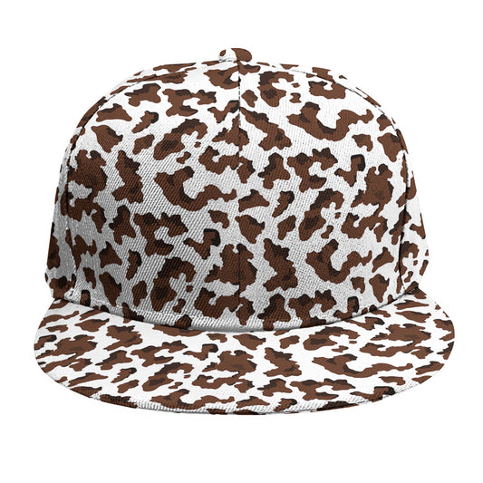 Brown And White Cow Pattern Print Snapback Cap